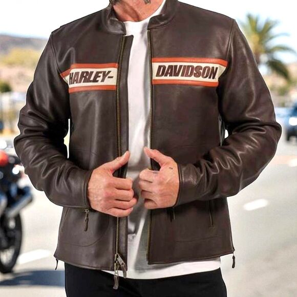 Harley Davidson Men's 2XL Victory Lane II Real Cowhide Leather Jacket Brown - Picture 9 of 9